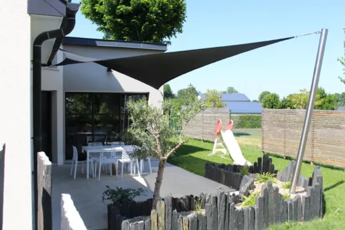 voile d'ombrage rectangulaire jardin poteau de fixation