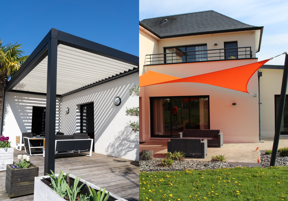 comparaison voile d'ombrage orange et pergola